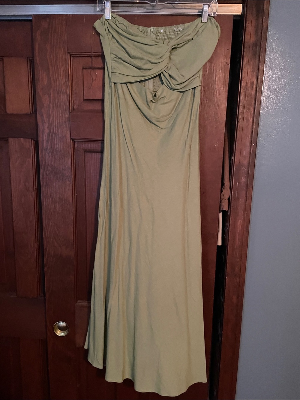 Princess Polly Strapless Olive Green Maxi Dress